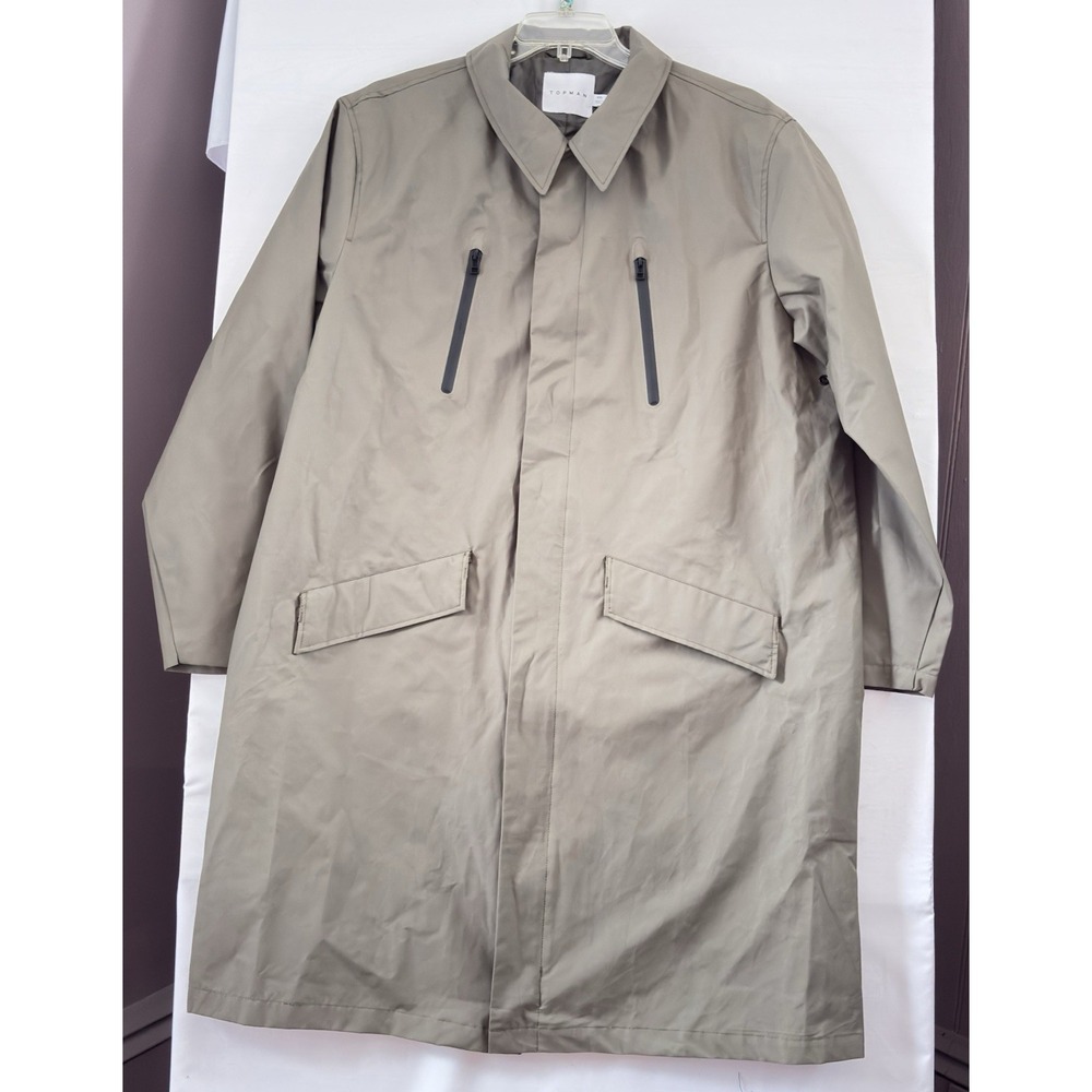 Topman ASOS mens Brown lined Zipper Button Lightweight‎ Trench Coat XXL NwT